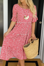 Éloise | Robe Longue à Pois Manches Courtes