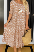 Éloise | Robe Longue à Pois Manches Courtes