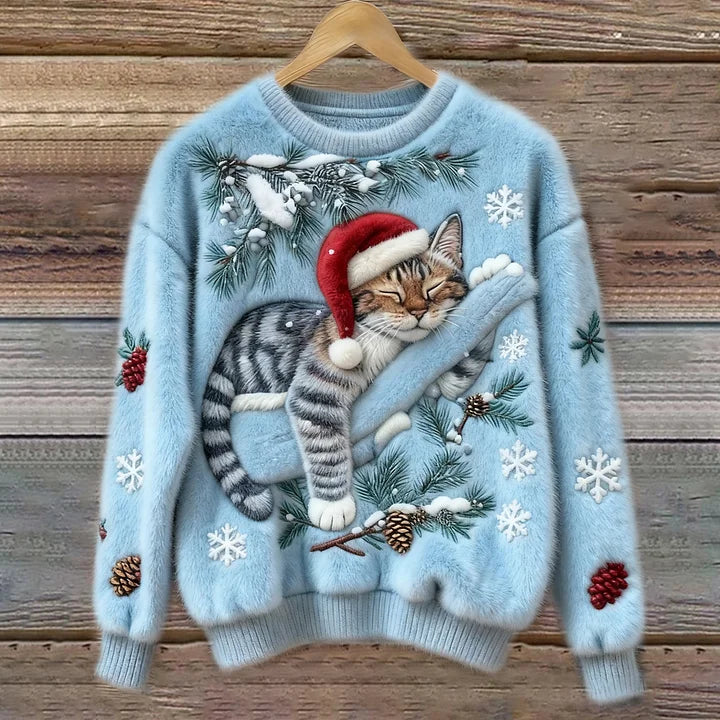 Flocon | Pull en Peluche de Chat de Fête