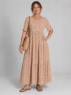 Éloise | Robe Longue à Pois Manches Courtes