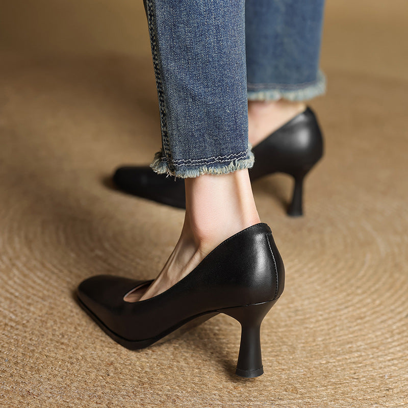Alice – Escarpins en Cuir Carrés