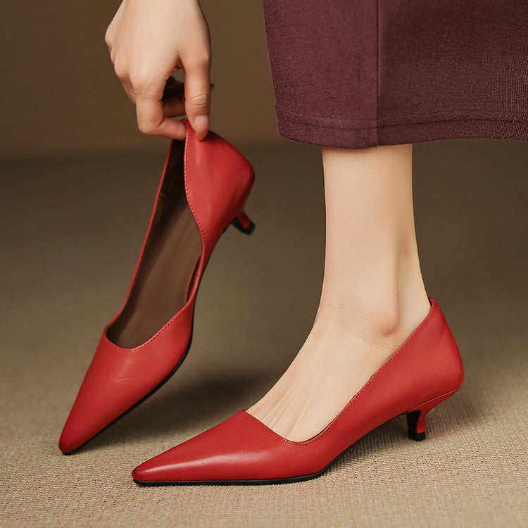 Arlette – Cuir Escarpins à Talon Kitten