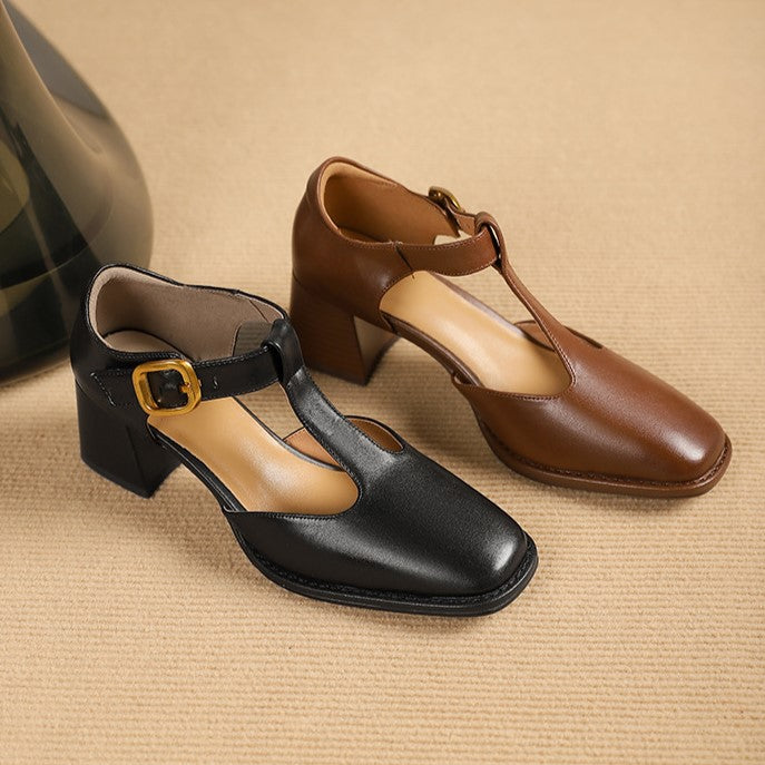 Marcele – T-Riemen Cuir Escarpins