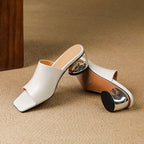 Agnès – Mules à talons en cuir
