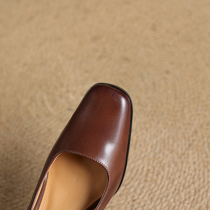 Alice – Escarpins en Cuir Carrés