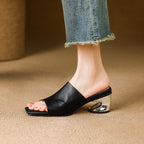 Agnès – Mules à talons en cuir