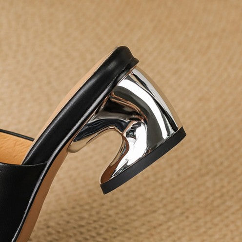 Agnès – Mules à talons en cuir