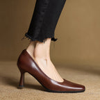Alice – Escarpins en Cuir Carrés