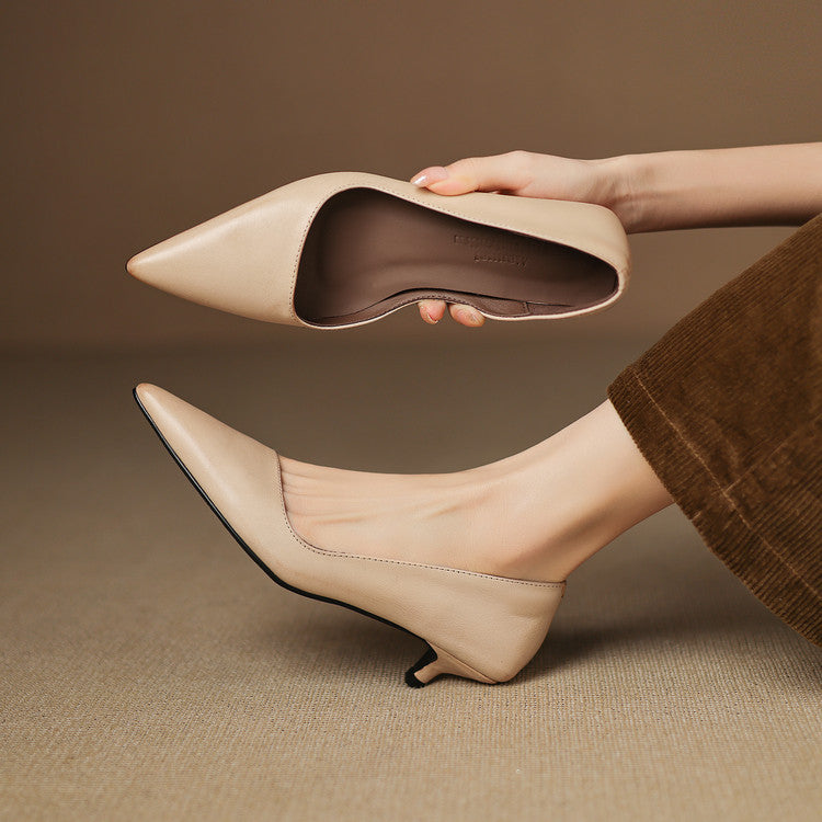 Arlette – Cuir Escarpins à Talon Kitten