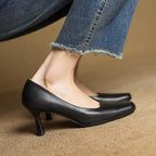 Alice – Escarpins en Cuir Carrés