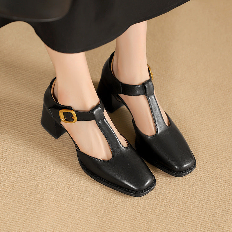 Marcele – T-Riemen Cuir Escarpins