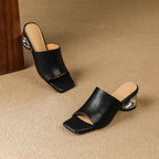 Agnès – Mules à talons en cuir