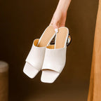 Agnès – Mules à talons en cuir
