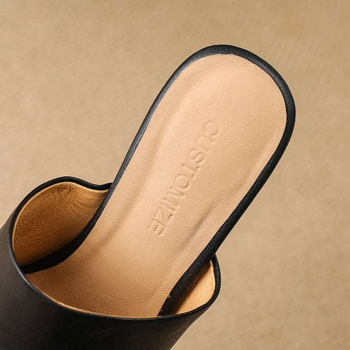 Agnès – Mules à talons en cuir