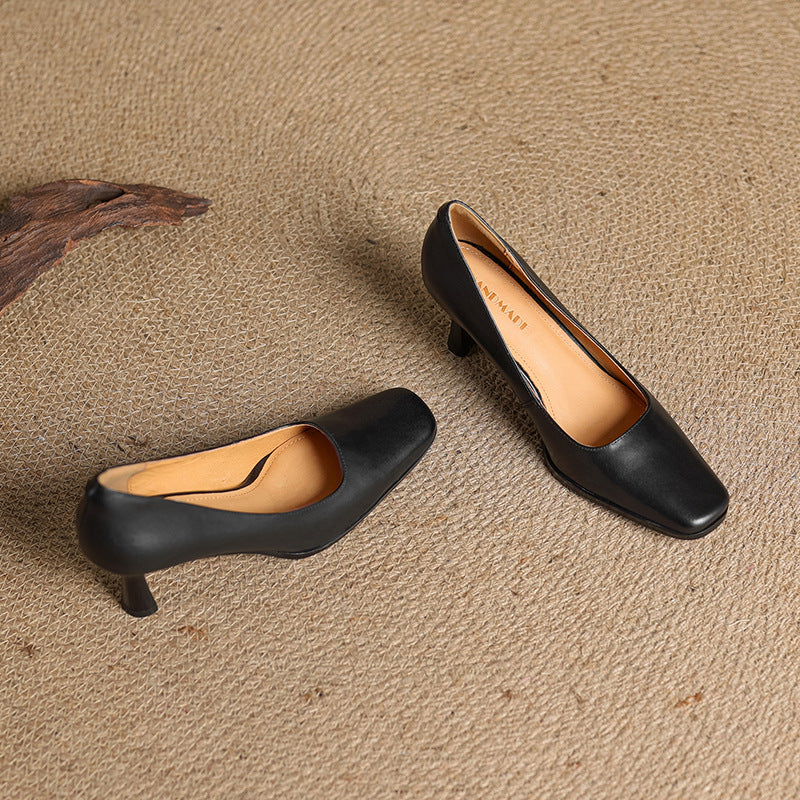 Alice – Escarpins en Cuir Carrés