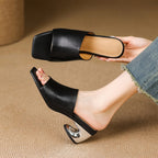 Agnès – Mules à talons en cuir