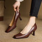 Alice – Escarpins en Cuir Carrés