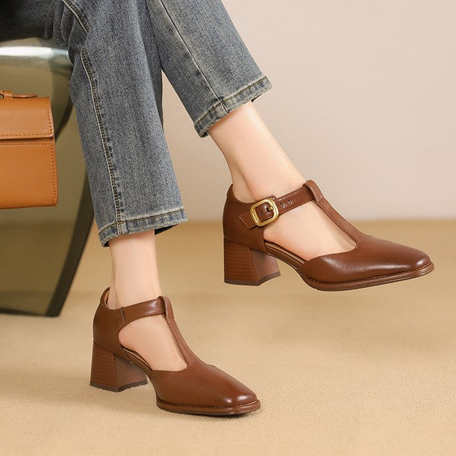 Marcele – T-Riemen Cuir Escarpins