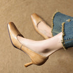 Alice – Escarpins en Cuir Carrés
