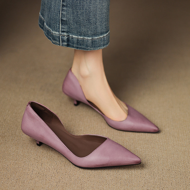 Arlette – Cuir Escarpins à Talon Kitten