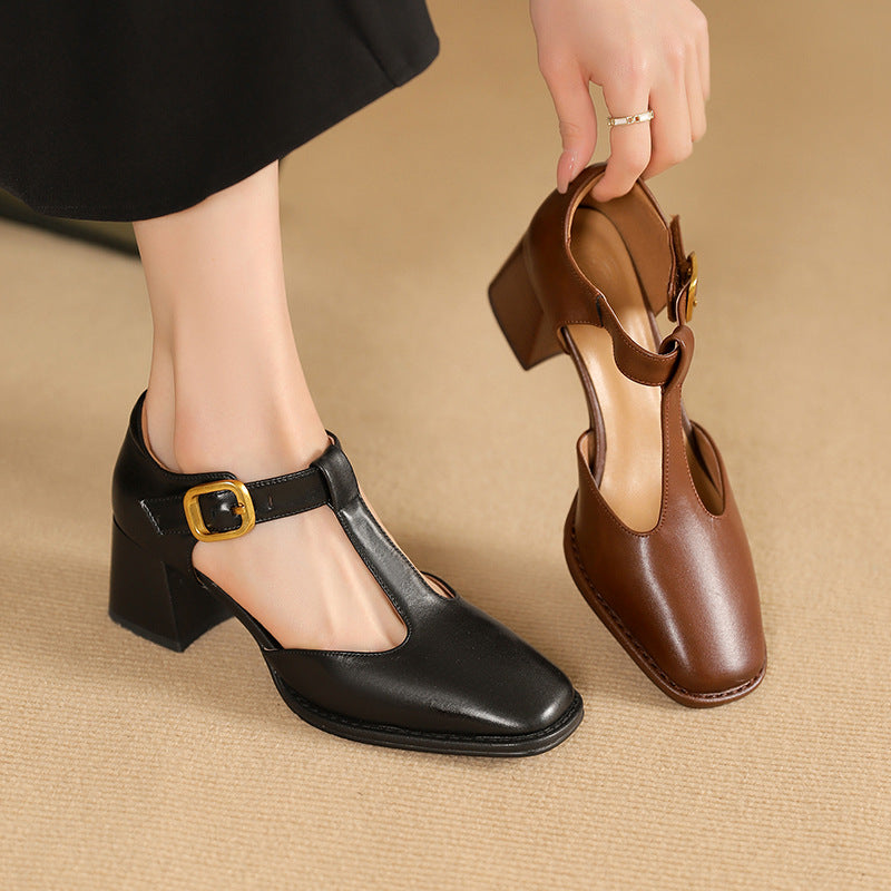 Marcele – T-Riemen Cuir Escarpins