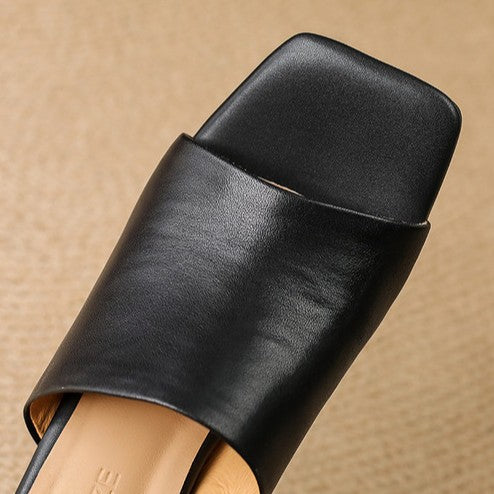 Agnès – Mules à talons en cuir