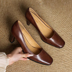 Alice – Escarpins en Cuir Carrés