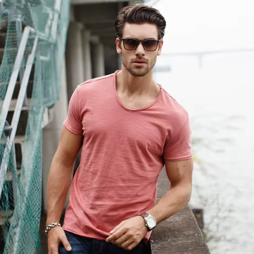Juleas™ | Tee-shirt Uni Col V en Coton
