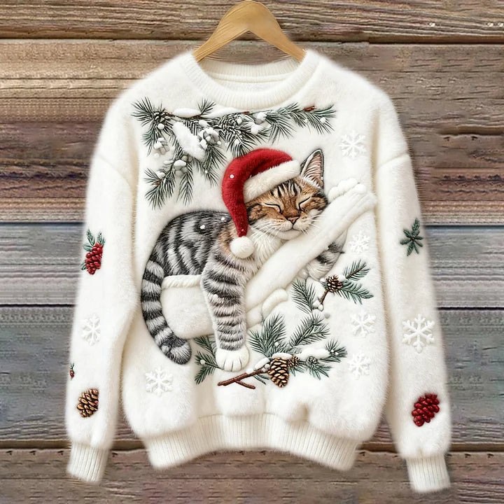 Flocon | Pull en Peluche de Chat de Fête