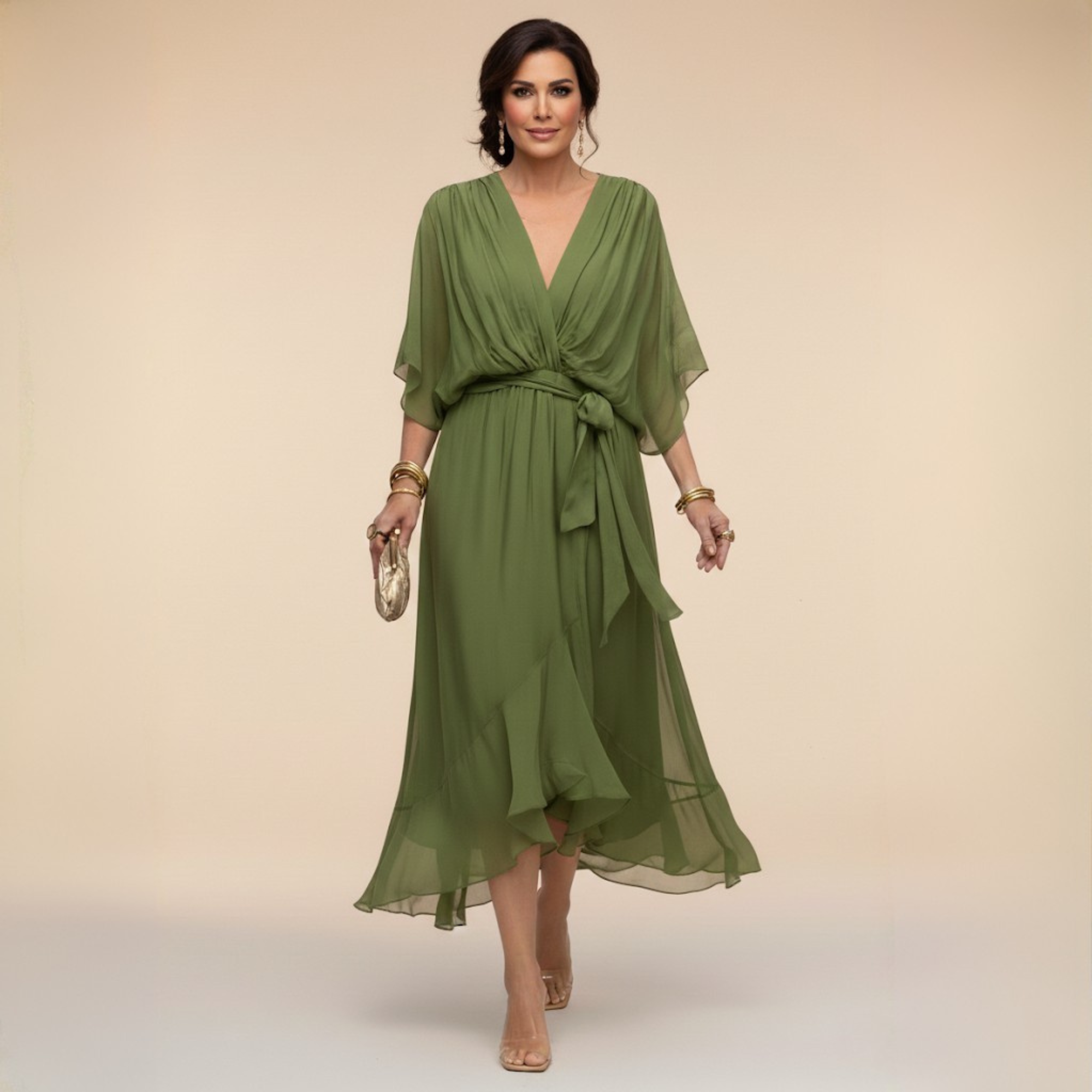 MARTA™ | ROBE EN MOUSSELINE AVEC ENCOLURE EN V
