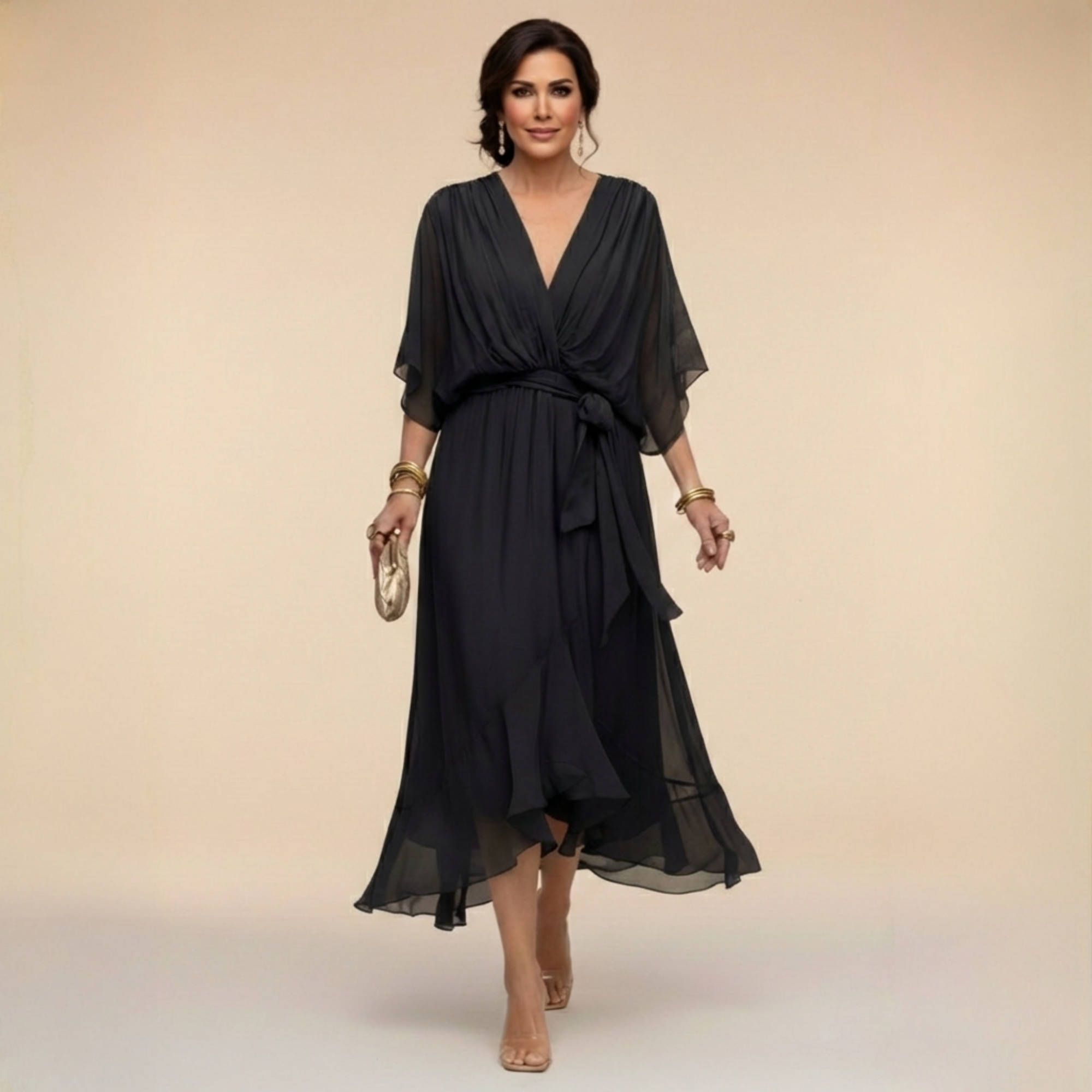 MARTA™ | ROBE EN MOUSSELINE AVEC ENCOLURE EN V