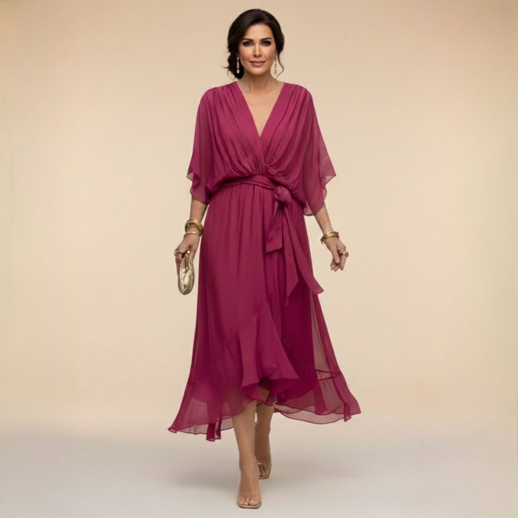 MARTA™ | ROBE EN MOUSSELINE AVEC ENCOLURE EN V
