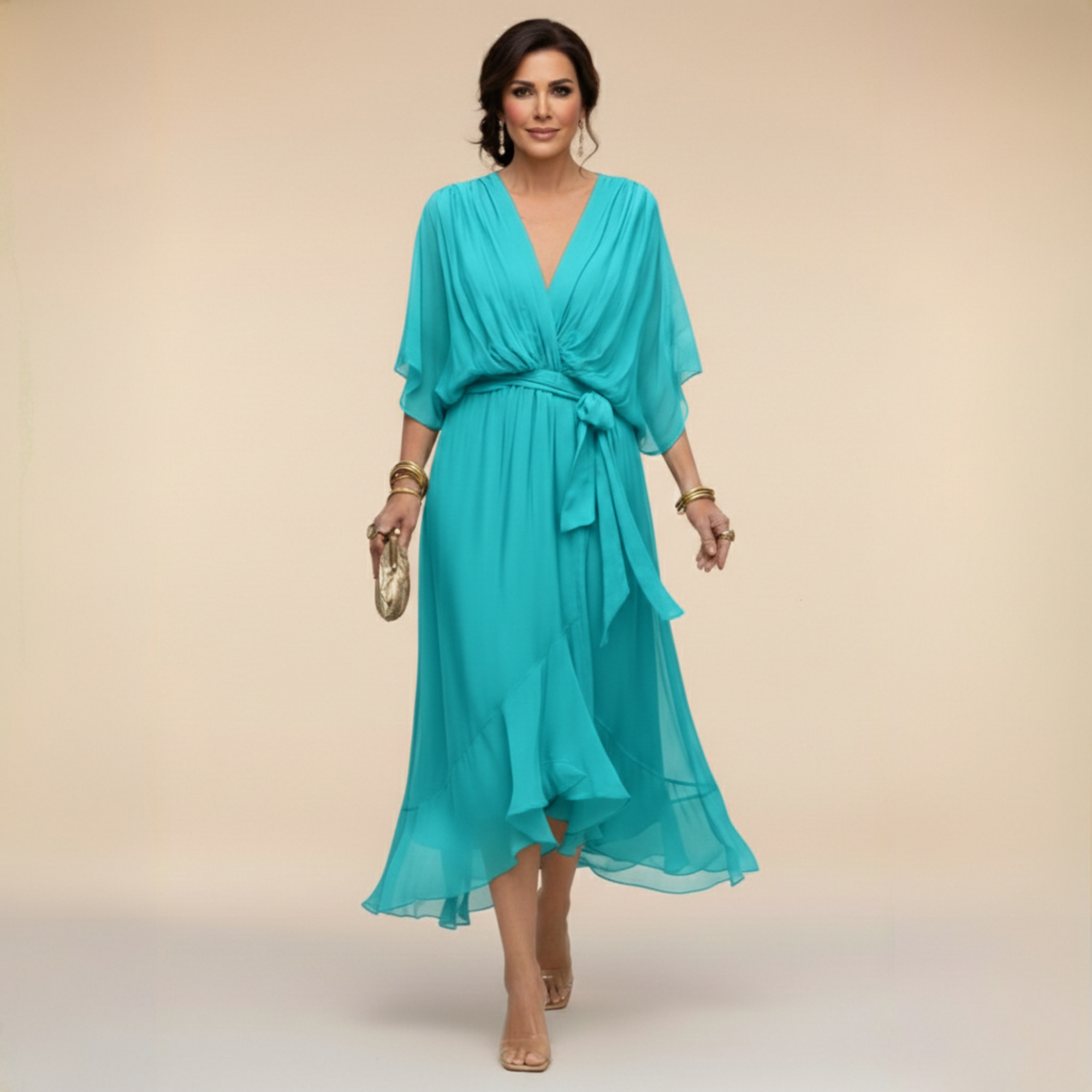 MARTA™ | ROBE EN MOUSSELINE AVEC ENCOLURE EN V