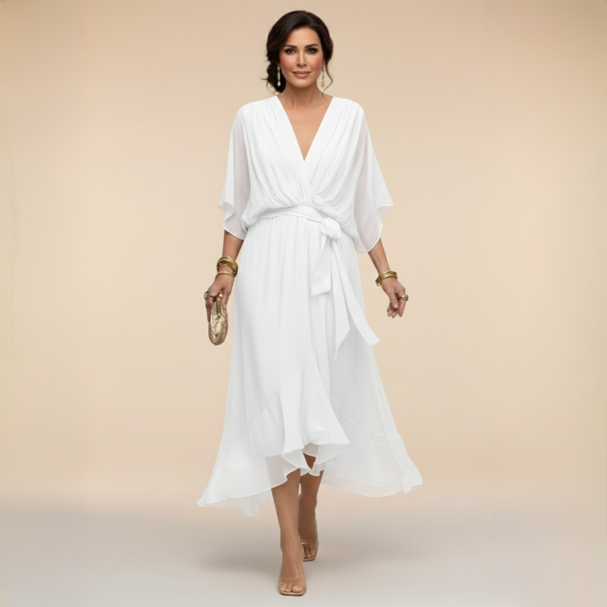 MARTA™ | ROBE EN MOUSSELINE AVEC ENCOLURE EN V
