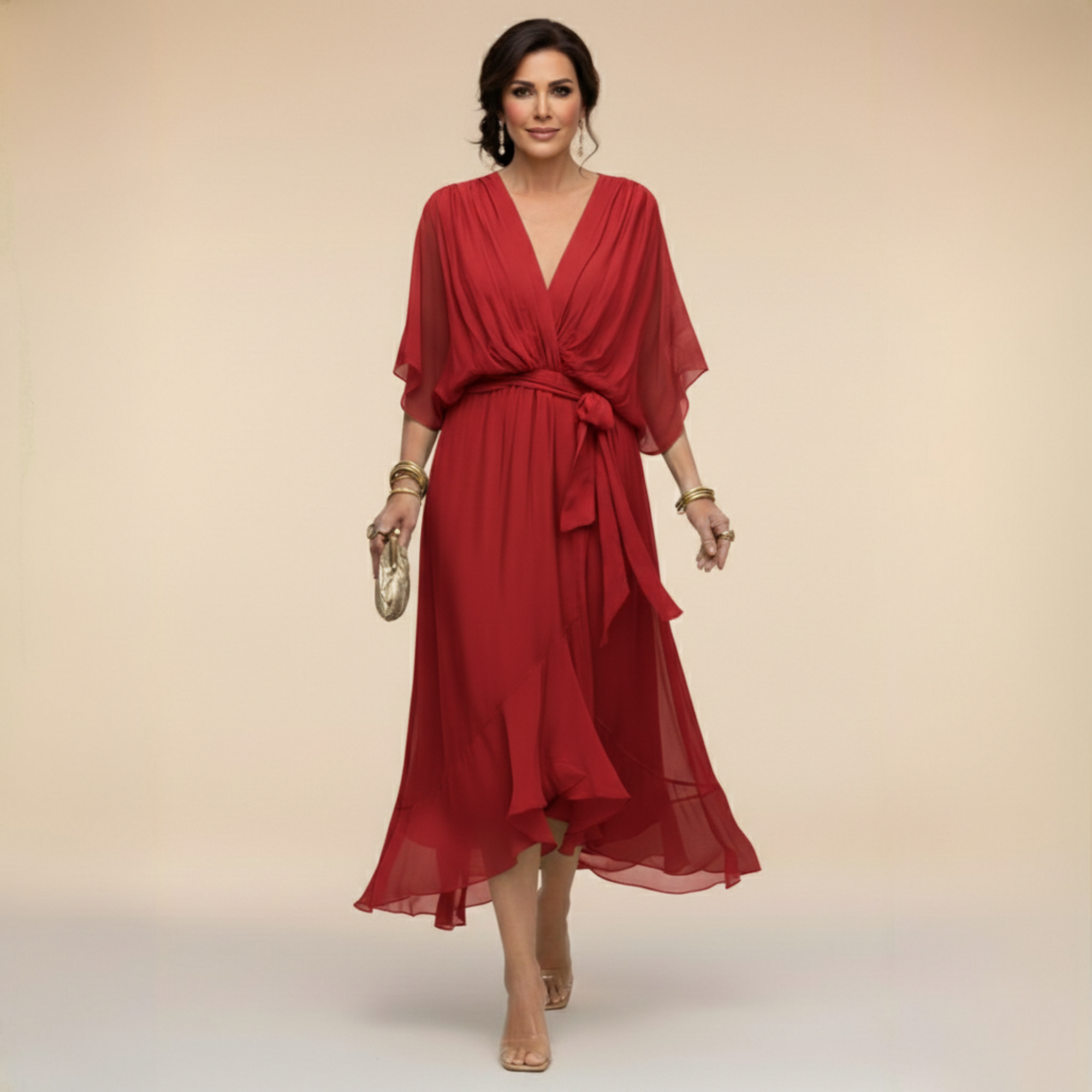 MARTA™ | ROBE EN MOUSSELINE AVEC ENCOLURE EN V