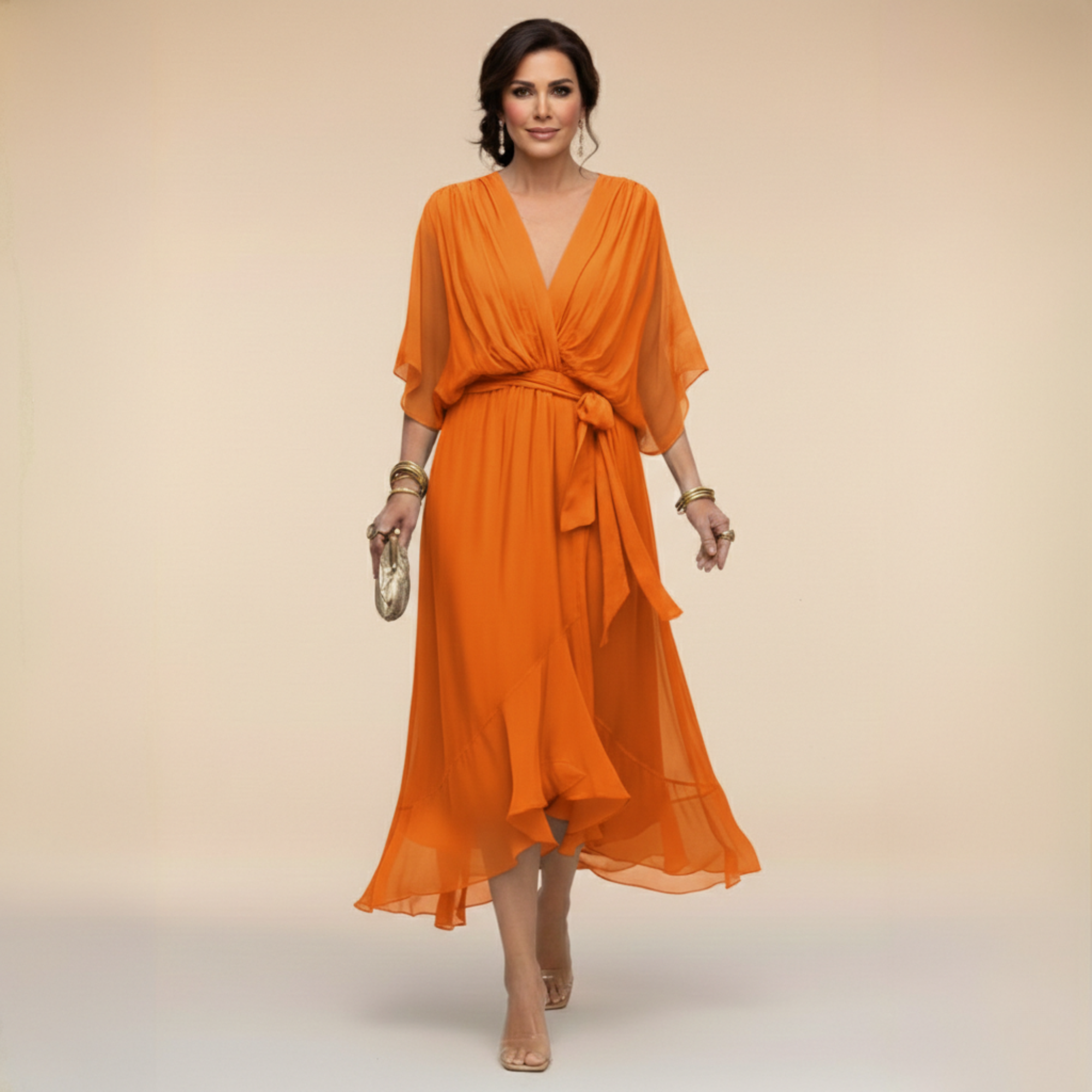 MARTA™ | ROBE EN MOUSSELINE AVEC ENCOLURE EN V