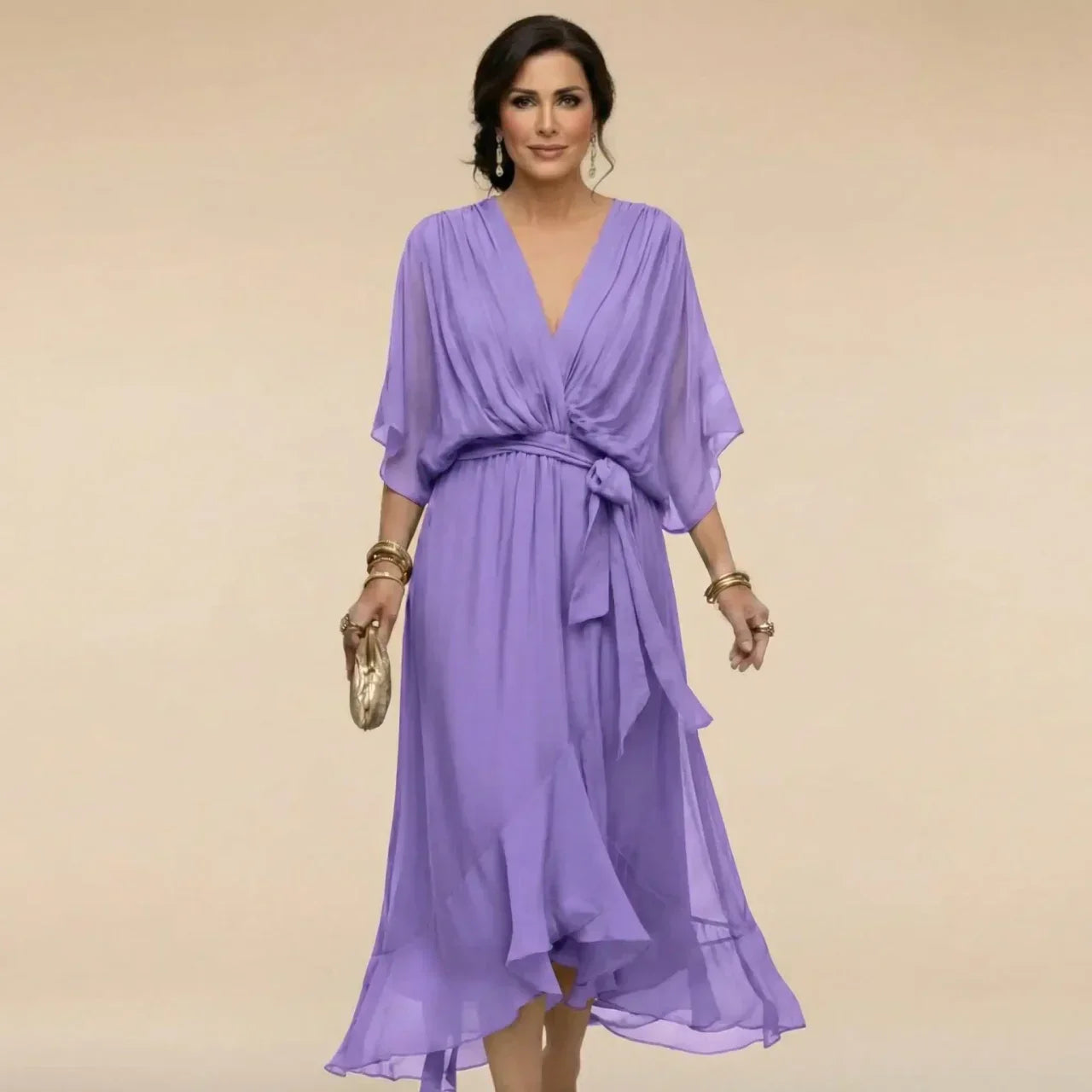 MARTA™ | ROBE EN MOUSSELINE AVEC ENCOLURE EN V