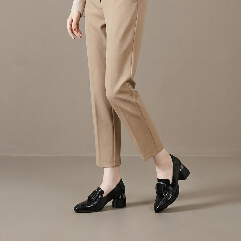 Adèle –  Mocassins à talons en cuir