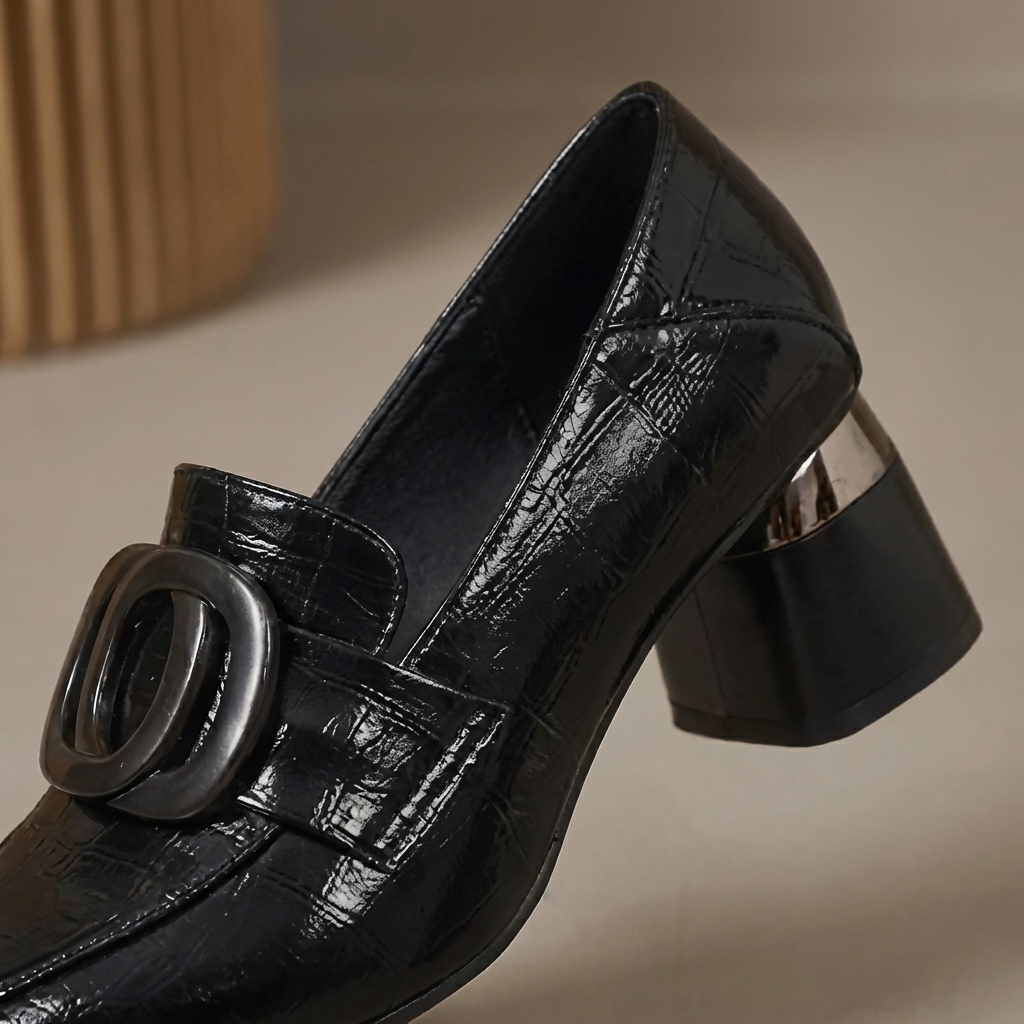 Adèle –  Mocassins à talons en cuir