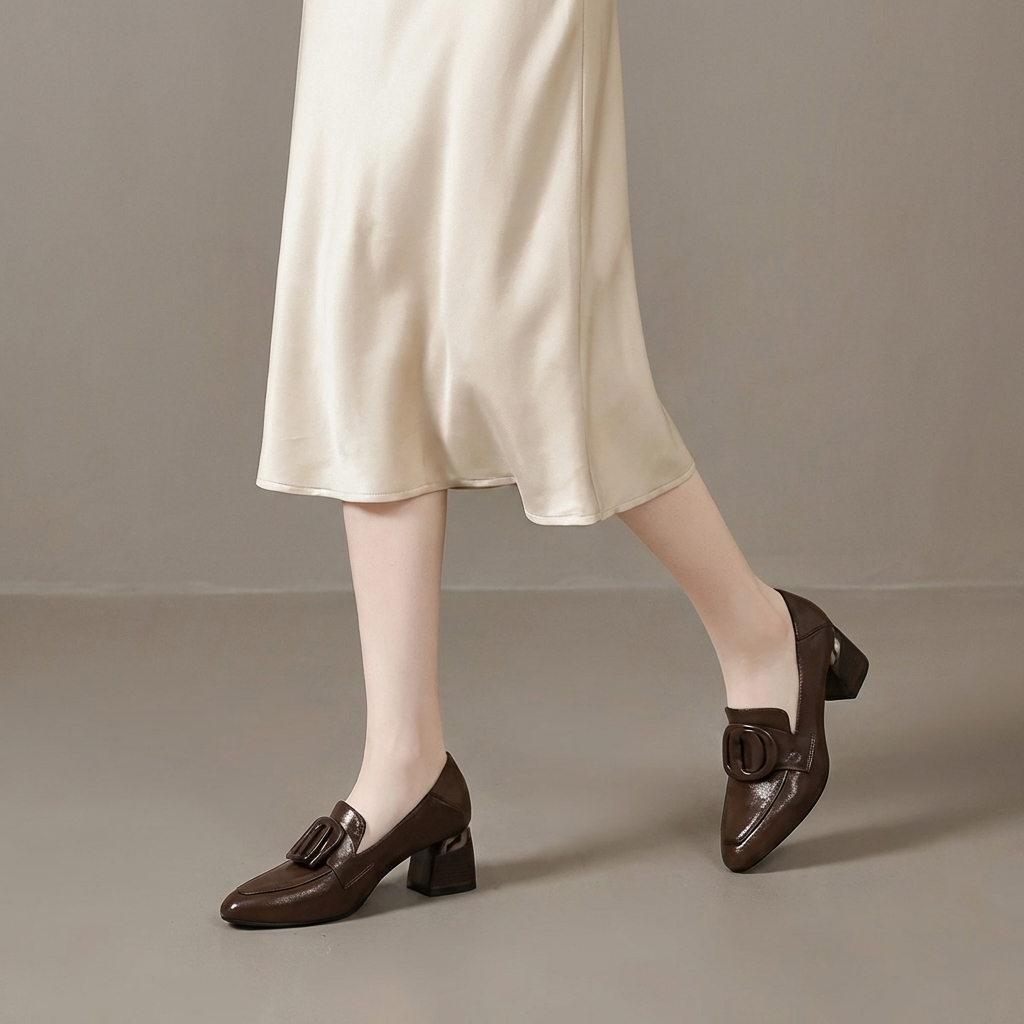 Adèle –  Mocassins à talons en cuir