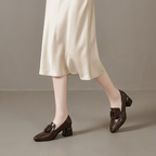 Adèle –  Mocassins à talons en cuir