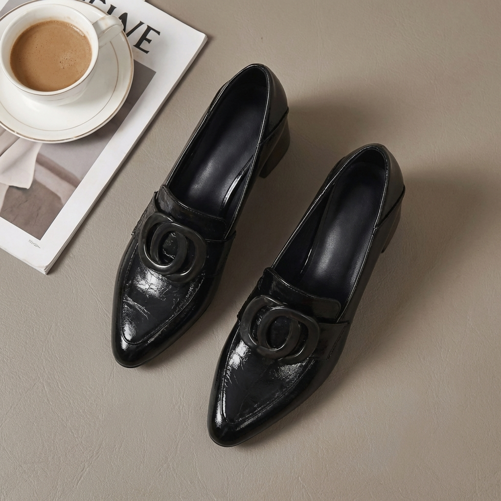 Adèle –  Mocassins à talons en cuir
